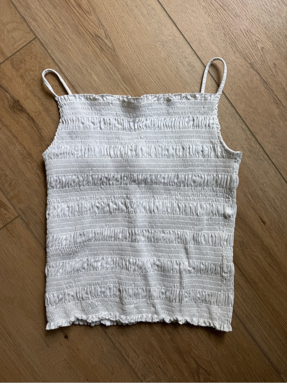 H&M Women's White Smocked Spaghetti Strap Tank